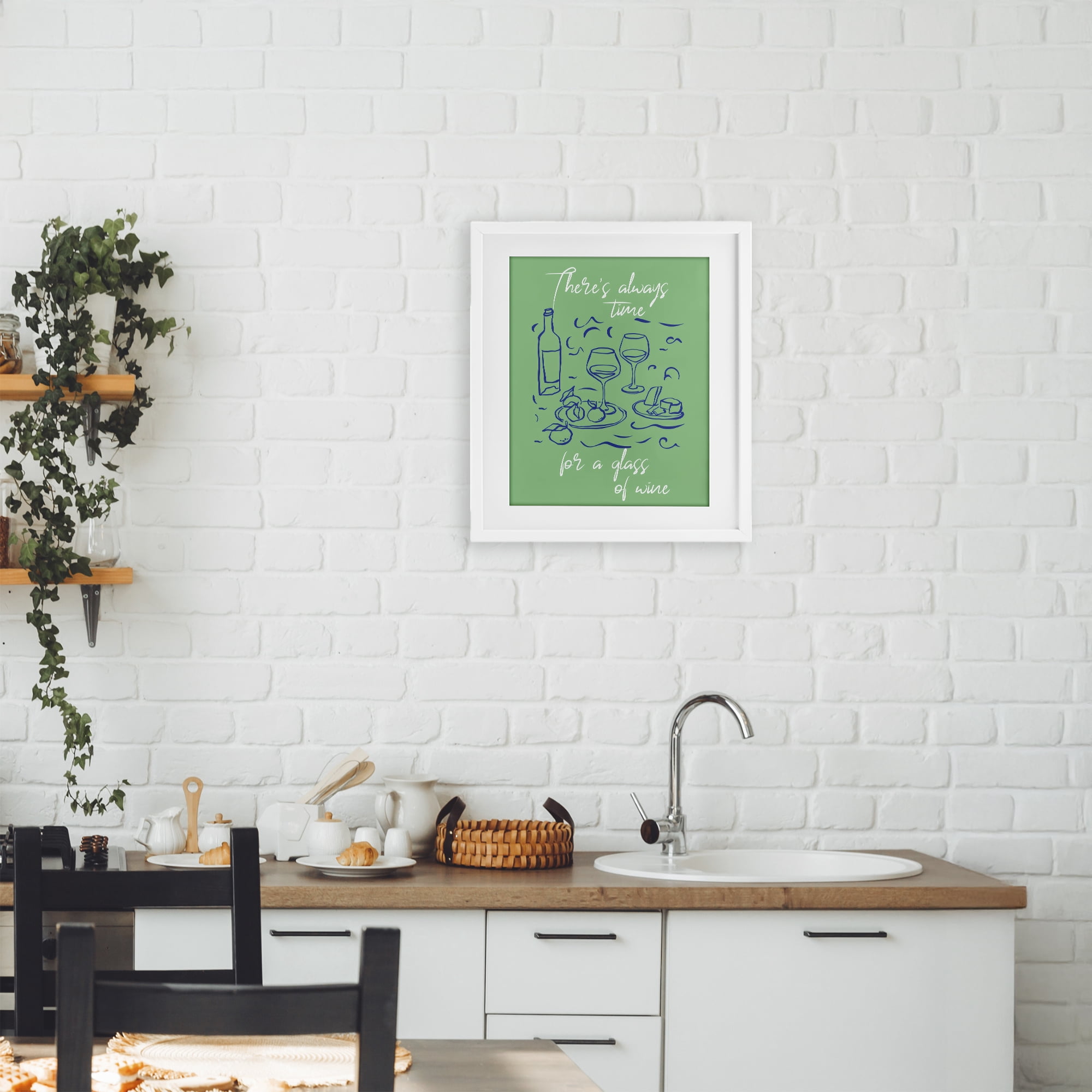 Stupell Industries Always Time For Glass Of Wine White Framed Print Under Glass, design by The Prints Vibe