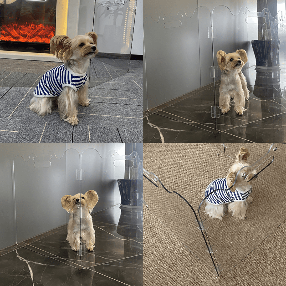 Fairy Baby Dog Gate, 120.1"W x 23"H, Foldable Freestanding Clear Acrylic Pet Gate, Indoor 6 Panel