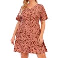 thumbnail image 1 of QIPOPIQ Robes pour Femmes Robe Midi à Volants Manches Courtes Robes Décontractées Sexy Robe d'Été Tendance Col en V Ample Robe Imprimée Offres 2023, 1 of 9