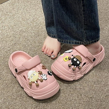 

Cute popular celebrity hole shoes women‘s summer outdoor wear 2024 New Cartoon student Beach platform non-slip slippers