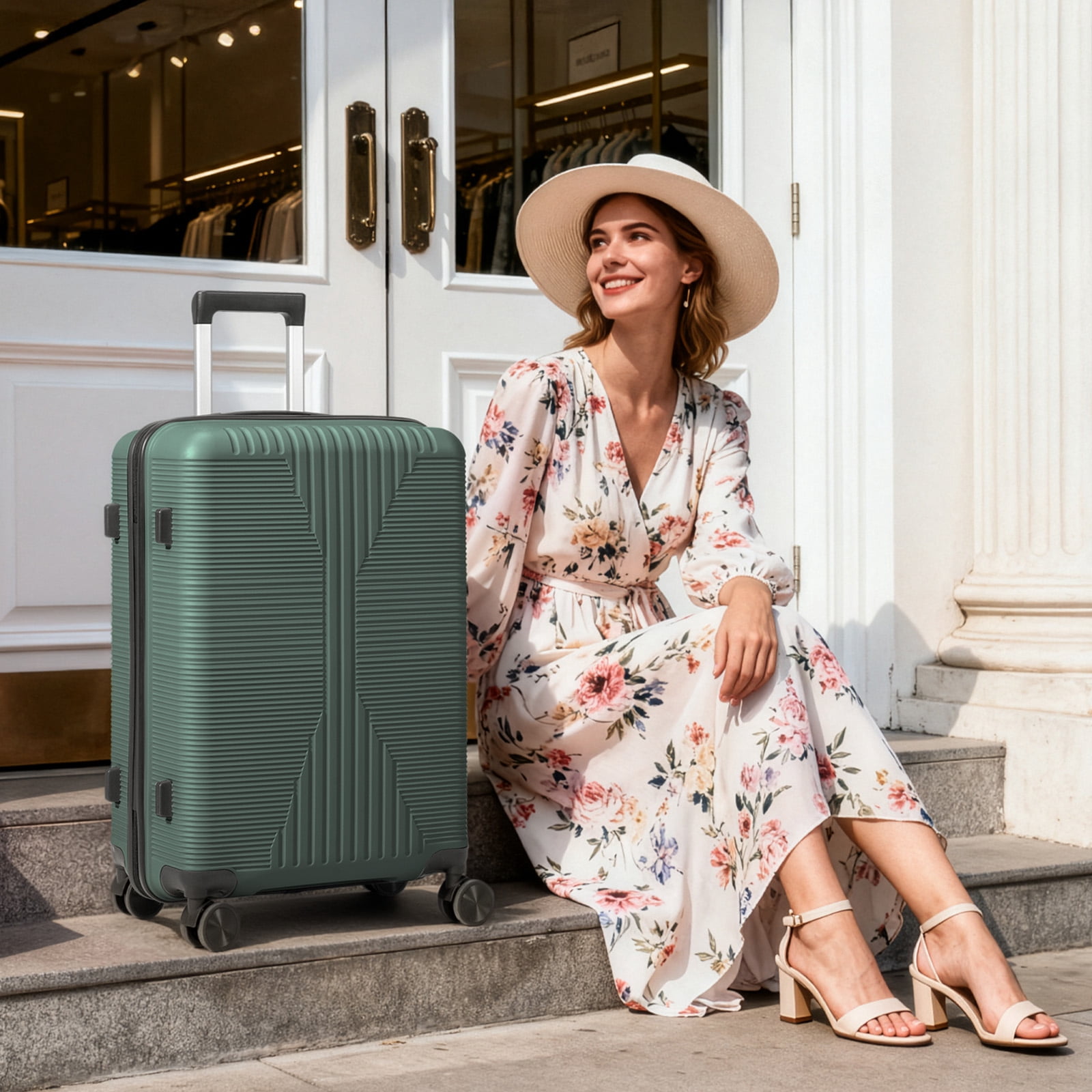 Ktaxon 20 Inch Carry-on Luggage Hardside Suitcase with 360° Spinner Wheels, Lightweight Unbreakable Travel Luggage, Green