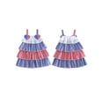 thumbnail image 2 of BemeyourBBs Toddler Baby Girl 4th of July Dress Little Baby Girl Patriot Independence Day Summer Dress Casual Red White Blue Plaid I Love USA Tiered Dress Beach Party Holiday Derss Clothes, 2 of 9