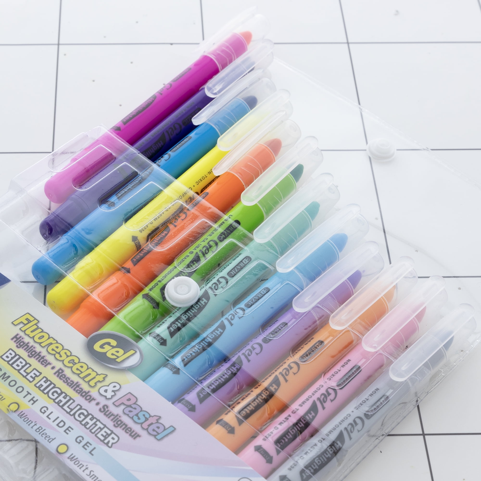 BAZIC Highlighter Gel Pen Bible Highlighter, No Bleed Highlighting Coloring Pen (12/Pack), 1-Pack