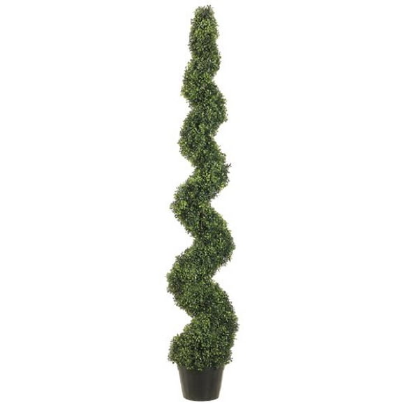 Silk Decor 6-Feet Pond Boxwood Spiral Topiary Plant, Green