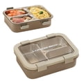 thumbnail image 2 of Stainless Steel Lunch Box, 3 Compartment Leakproof Bento Box, 720ml Divided Meal Prep Container, Metal Lunch Container with Lid, Food Container for Office, Work,Outdoor, Meal Prep Home Use, 2 of 4