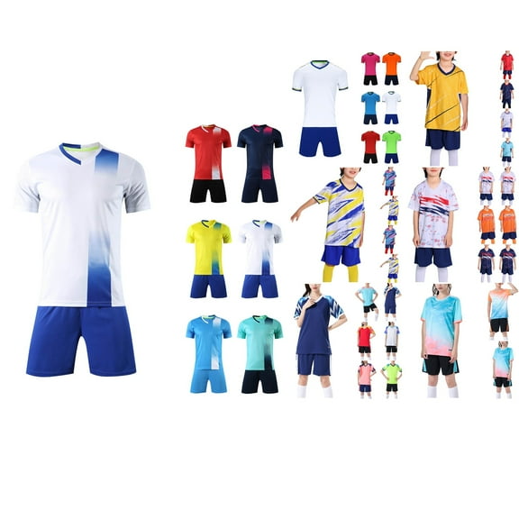 Antinious Toddler Fall Solid Casual Short Sleeve V-Neck Soccer Style Elastic Waist Sports Set,Outfits for Kids,Boys Girls Sleepwear Set,Dark Blue,XXXXS