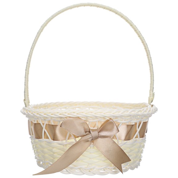 Cesta tejida para niña de las flores, hecha a mano, con asa, para flores
