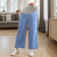thumbnail image 4 of Admvng Maternity Wide Leg Jeans Elastic Waist Pregnancy Denim Trousers, 4 of 6