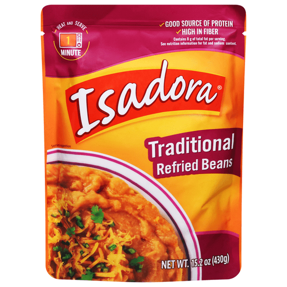 Pack of 8, Isadora Traditional Refried Beans, 15.2 oz