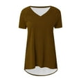 thumbnail image 4 of Erwazi Women's Tunic Tops V Neck Short Sleeve T-Shirts High Low Hem Dressy Blouses Summer Shirts Flowy Trendy Tops for Women 2024, 4 of 5