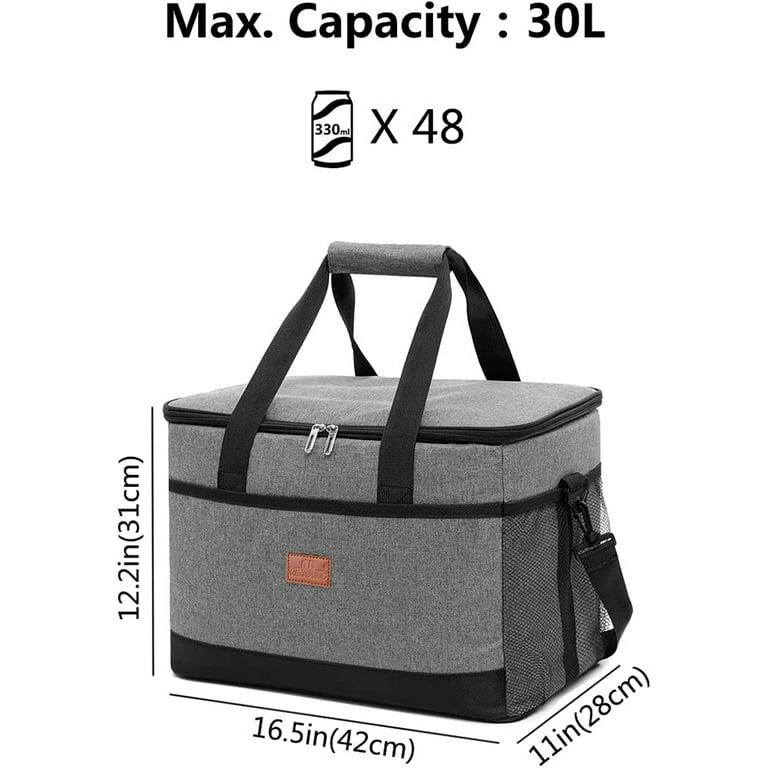 Cooler Bag 48 Cans Insulated Soft Cooler Large Collapsible Cooler Bag 30L  Lunch Coolers for Picnic, Beach, Work, Trip(Black)