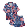 thumbnail image 3 of Kid Silk Pajamas Girls Flag Button Down Sleepwear Set Girls' Fashion Pajamas Set Toddler Boys Pajamas 4-5 Years, 3 of 3