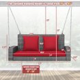 thumbnail image 4 of Patiojoy Outdoor Porch Swing Bench, Patio Wicker Hanging Swing with Rustproof Chains & Comfortable Cushions Red, 4 of 10