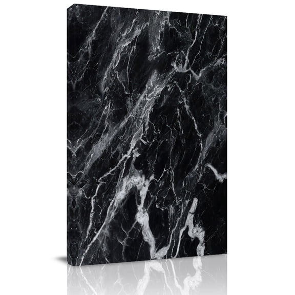 Abstract Art Canvas Wall Art for Living Room, Dark Black Marble Texture Modern Simple Poster Print Painting for Bedroom Office Home Decoration Wall Pictures Prepare To Hang 24"x36"