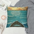 thumbnail image 2 of Qinduosi Ocean Throw Pillow Cushion Cover, with Trave Print Image Art, Decorative Square Accent Pillow Case, ", Turquoise Blue White, 2 of 5