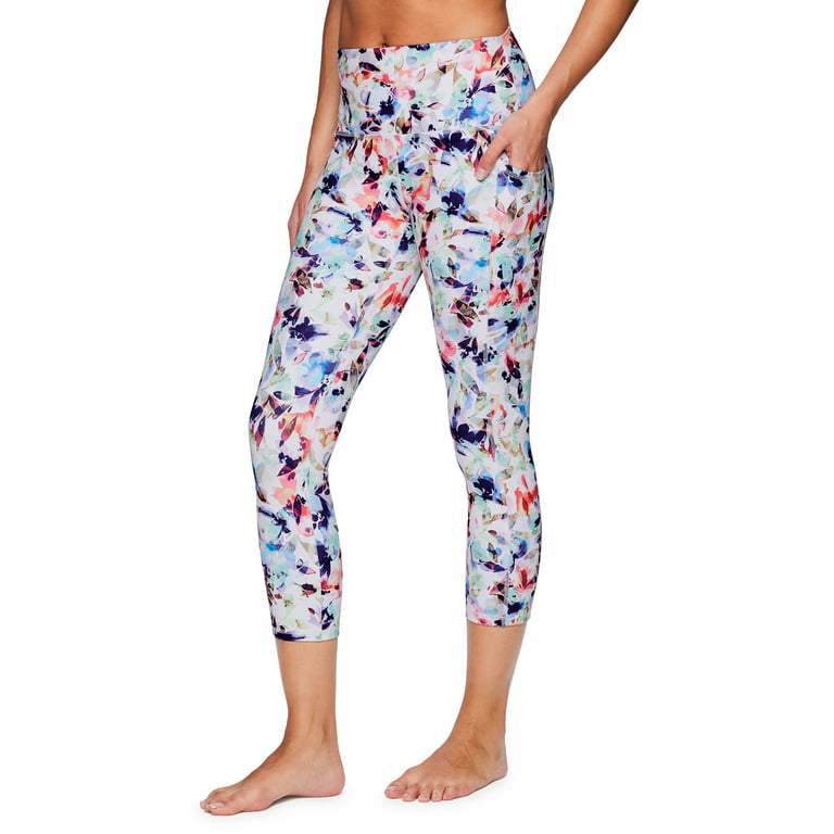 RBX Printed Capri Legging for Women Buttery Soft Floral Cropped  Yoga Tights with Pockets Flower Bed Multi XS : Clothing, Shoes & Jewelry