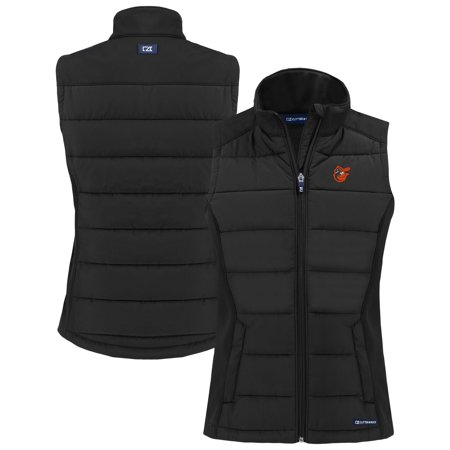 Women s Cutter & Buck Black Baltimore Orioles Evoke Hybrid Eco PrimaLoft Softshell Recycled Full-Zip Vest
