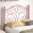 thumbnail image 4 of VECELO Twin Size Bed Frame with Butterfly Shaped Headboards and Footboard, Metal Platform Bed Frame/Mattress Foundation, No Box Spring Needed, Easy Assembly, Pink, 4 of 8