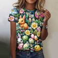 thumbnail image 2 of Pisexur Hauts pour Femmes Blouses Décontractées Élégantes Imprimé de Pâques Manches Courtes Col Rond, Grande Taille Multicolore, 3TG, 2 of 5