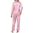 thumbnail image 3 of INSPIRE CHIC Womens Satin Pajama Set Silky Long Sleeve Button Down Striped Leopard Sleepwear with Pocket S Pink Striped, 3 of 5
