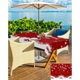 thumbnail image 3 of Christmas Tablecloth with Umbrella Hole and Zipper Christmas Balls Rectangle Outdoor Tablecloths 60x84 Table Cloths Snowflakes Snow Red Patio Table Cloth Cover for Holiday Party Yard Garden Cafe, 3 of 5