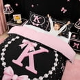thumbnail image 3 of meiyoeat Cute Coquette Bow Twin Duvet Cover For Kids,Pink Ribbon Bowtie Initial Letter K Twin Bedding,Pink Reversible,2pcs(No Comforter), 3 of 6