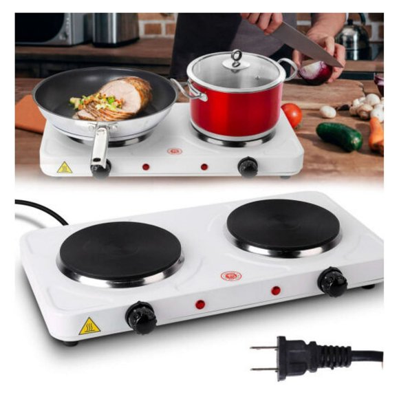 Bamboohart 2000W Portable Cooktop Dual Burner Cast Iron Electric Stove for Kitchen Cooking