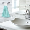 thumbnail image 6 of Haosy 2 Pack Kitchen Wash Cloths with Hanging Loops Absorbent Absorbent Quick Drying Hand Towels, Turquoise Bubbles, 6 of 7