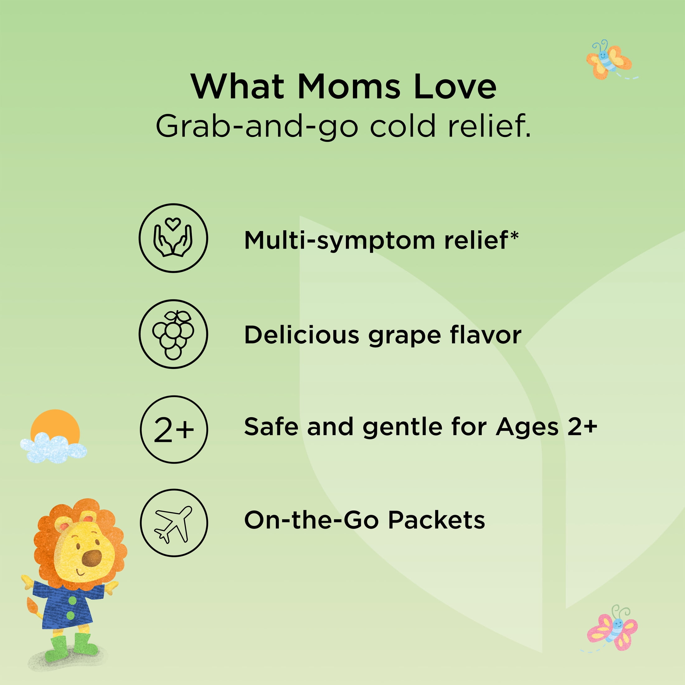 Hyland's Kids Cough & Cold Daytime Packets, On-the-Go Cold Relief​, Grape Flavor