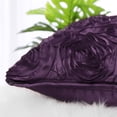 thumbnail image 5 of PiccoCasa Decorative Throw Pillow Covers 3D Satin Rose Flower Shells Cushion Covers, 2Pcs, 16"x16" Purple, 5 of 7