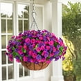 thumbnail image 2 of Artificial Hanging Flowers in 12 inch Basket,Morning Glories Fake Plants Patio Garden Porch Deck Decor, 2 of 7