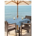 thumbnail image 3 of Outdoor Tablecloths with Umbrella Hole & Zipper, Haze Blue Plaid 60x60 Inch Square Tablecloths, Farmhouse Modern Abstract Striped Waterproof Table Cloth, Patio/Pool/Picnic Table Covers, 3 of 8