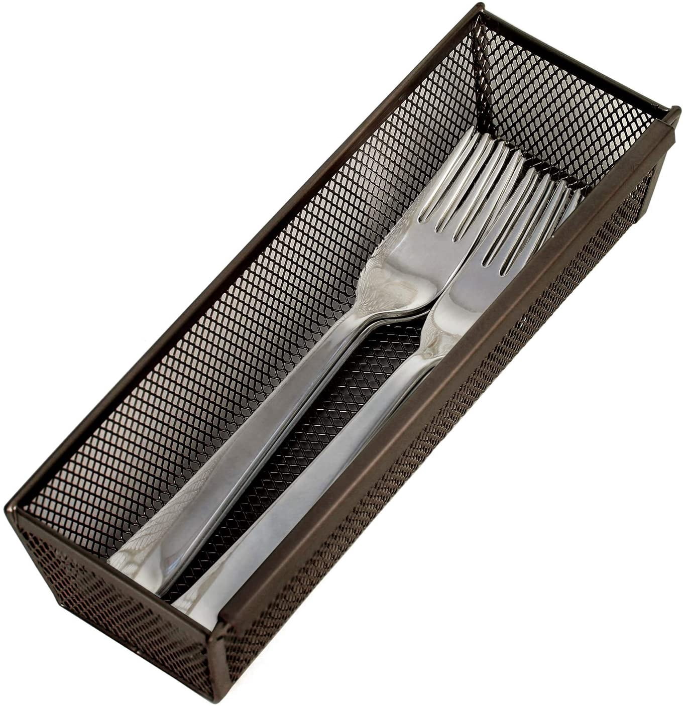 Smart Design Drawer Organizer - Set of 6 - Steel Metal Mesh - 12 x 3 Inch - Bronze