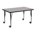thumbnail image 1 of Mobile 30''W x 48''L Rectangular Grey Thermal Laminate Activity Table - Height Adjustable Short Legs, 1 of 3