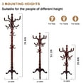 thumbnail image 4 of Freestanding Coat Rack, Heavy Duty Vintage Hall Tree with 14 Hooks, Sturdy Base, Adjustable Height, Natural Birch Wooden Entryway Organizer for Bedroom Hallway Office, 300lbs Load Capacity, 4 of 8