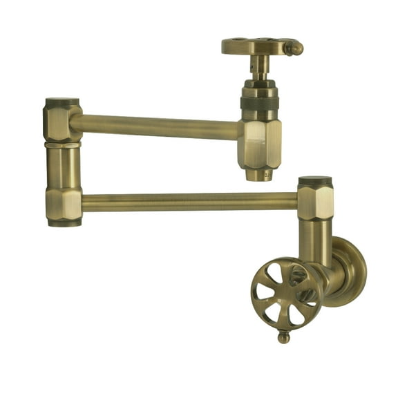 Kingston Brass KS5103RX Belknap Wall Mount Pot Filler Faucet in Antique Brass