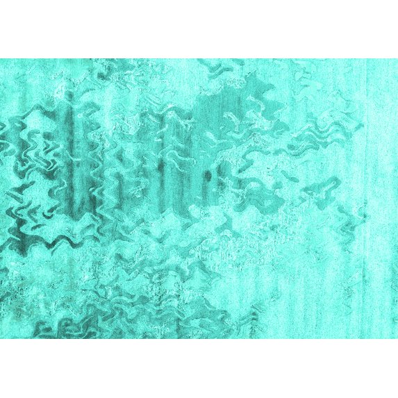 Ahgly Company Machine Washable Indoor Rectangle Abstract Turquoise Blue Contemporary Area Rugs, 4' x 6'