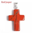 thumbnail image 2 of MATROOY Natural Quartz Crystal Cross Pendant Crucifix Shape Stone Jewelry making-Red Jasper-5PCS, 2 of 4