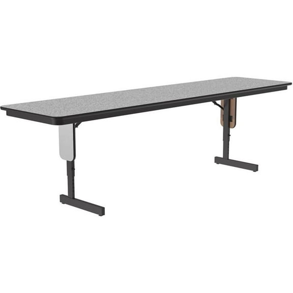 Pemberly Row Adjustable Height Metal/Wood Folding Seminar Table in Gray Granite