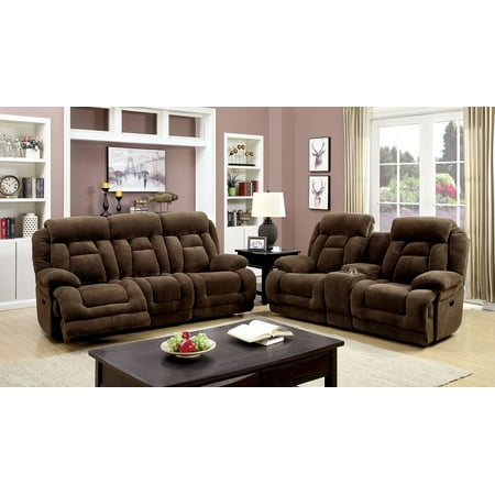 loveseat reclining sofa console brown living 2pc recliners power plush cushion couch armrest modern dual recliner furniture fabric sears america