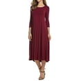 thumbnail image 5 of Gustave Round Neck 3/4 Sleeve Dress for Women Casual T-Shirt Dresses A-line Swing Midi Dress Loose Long Flowy Dresses Plus Size for Wedding Formal Party Work "Red, XL", 5 of 7