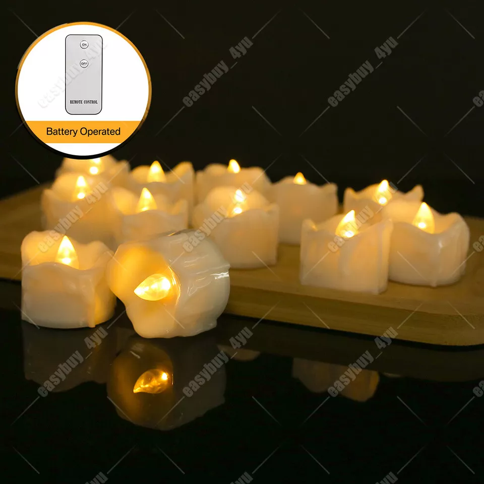 Zyler - 12Pcs Flameless Led Candle Tea Lights Flicker W/ Remote Control Battery Operated