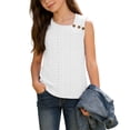 thumbnail image 2 of Gamivast Summer Tops for Girls Square Neck Button Shoulder Regular Fit Blouse Eyelet Lace Hollow out Cotton Sleeveless Shirts Casual Daily Holiday Beach Party Wear, 2 of 9
