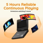 BOIFUN 9.5 Portable DVD Player for Kids, 7.5 Swivel Screen, 5h Battery, Region Free USB/SD/DVD, DVD Player for Car Travel
