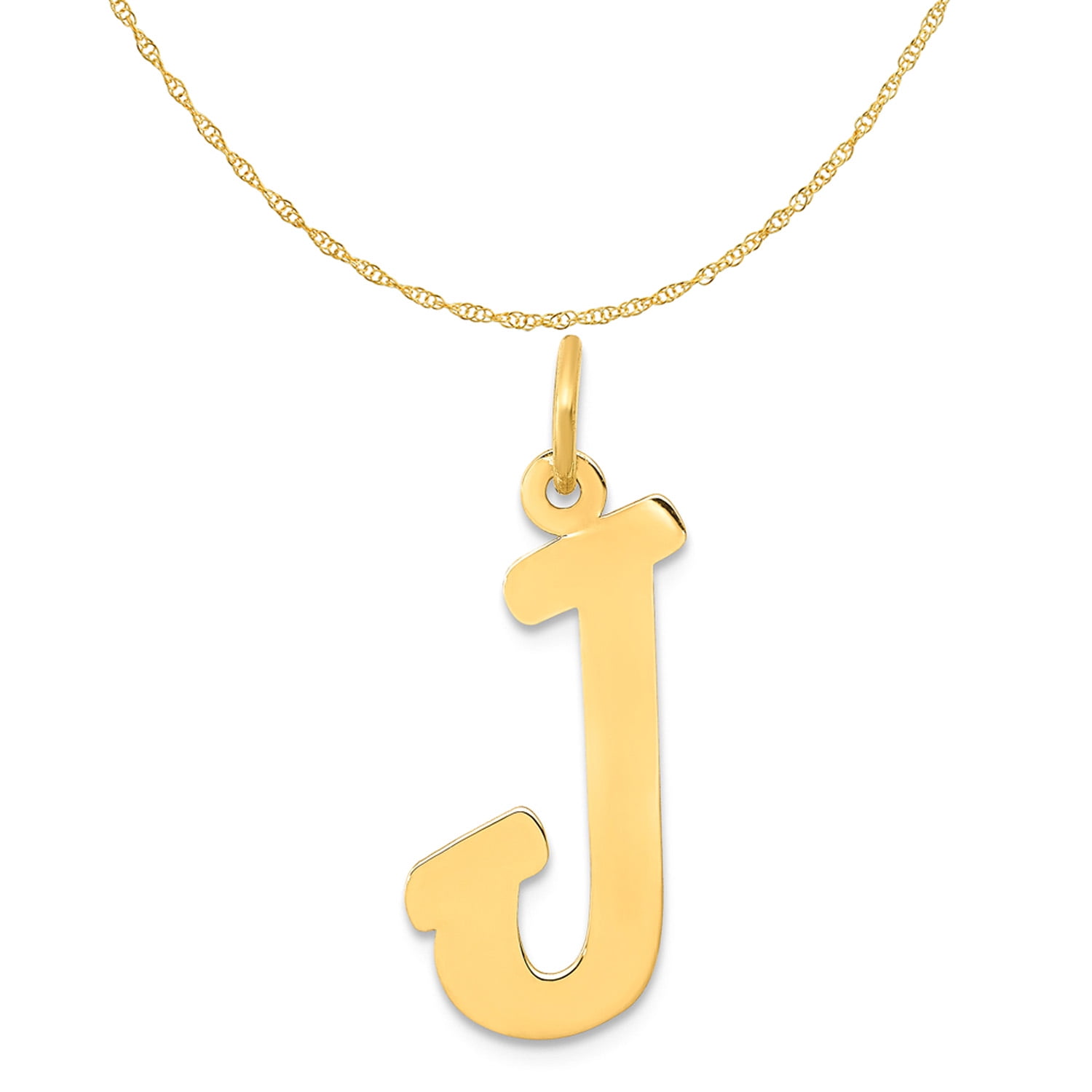 Block Letters J Pendant Alphabet Initial Charm Small 14K Yellow Gold