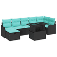 thumbnail image 2 of vidaXL 8 Piece Garden Sofa Set with Cushions Black Poly Rattan, 2 of 5