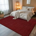 thumbnail image 5 of Dark Red 5x8 Area Rugs, Farmhouse Burlap Solid Red Color Modern Linen Texture Non-Skid Rubber Backing Large Rectangle Rugs - Living Room Bedroom Home Office, Indoor Floor Mat Carpets Washable Rug, 5 of 9