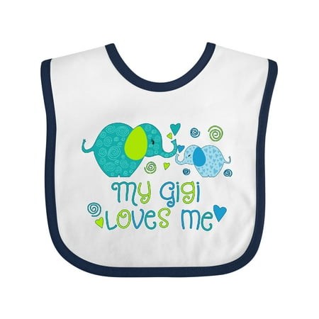 

Inktastic My Gigi Loves Me- Cute Elephants Gift Baby Boy or Baby Girl Bib