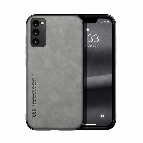 Decase Phone Cover for Samsung Galaxy S20 FE,PU Leather Soft TPU Bumper Case,Shockproof Anti-Slip Anti-Scratch Cover,Compatible with Car Mount,Slim Case for Samsung Galaxy S20 FE,Lightgray