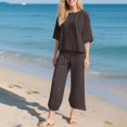 thumbnail image 4 of NMMUED Pants Sets Women 2 Piece Outfits Capri Sets Women 2 Piece Outfits Lounge Sets for Women Matching Sets Women Clothing Travel Outfits for Women, Coffee S, 4 of 5